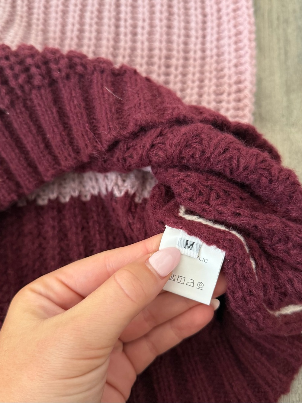 Colorblock Knit Sweater - Cream, Pink & Burgundy - Picture 3 of 4